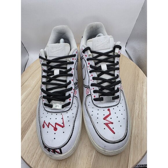 NIKE AIR FORCE 1 WHITE LEATHER SNEAKERS 315122-111 MEN'S SIZE 9 customized - Picture 4 of 7